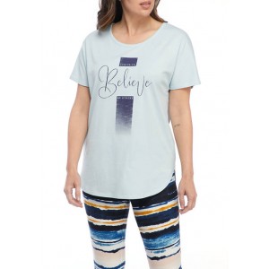 New Directions® Studio Women's Short Sleeve Believe Graphic T-Shirt 