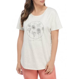 New Directions® Studio Women's Short Sleeve Floral Graphic T-Shirt 