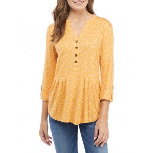 New Directions® Women's 3/4 Sleeve Henley Shirt 
