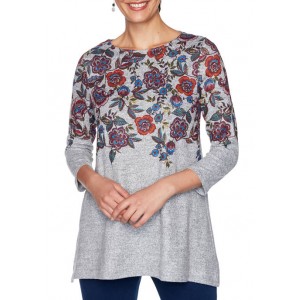 Ruby Rd Women's Cozy Up Floral Border Pullover 