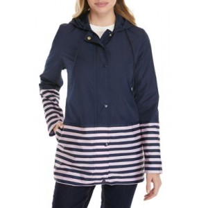 Kim Rogers® Women's Long Sleeve Hooded Anorak Jacket with Stripes 