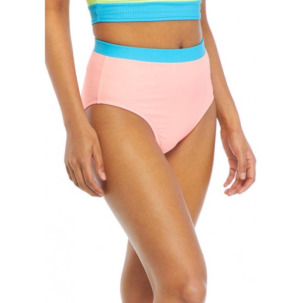 Cabana by Crown & Ivy™ Ribbed Color Block High Waist Swim Bottoms