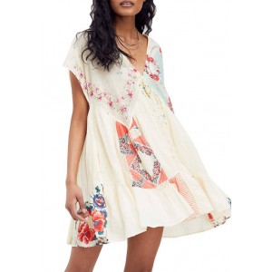 Free People Mended with Scarves Mini Dress 