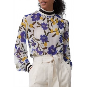French Connection Blouson Sleeve Floral Crinkle Top 