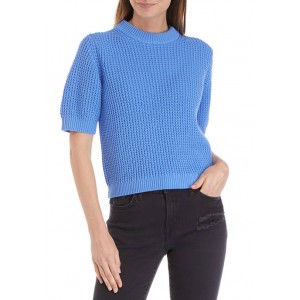 French Connection Short Sleeve Luna Mozart Waffle Knit Sweater 