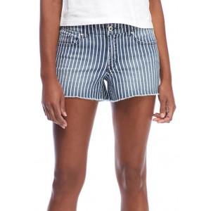 Jessica Simpson Striped Frayed Hem Denim Shorts 