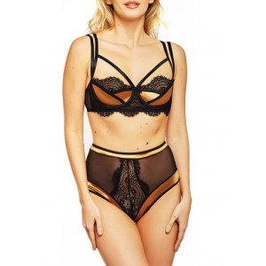 iCollection Collette Satin and Mesh Bralette Set 