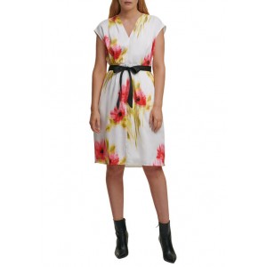 DKNY Cap Sleeve Floral Print Dress 