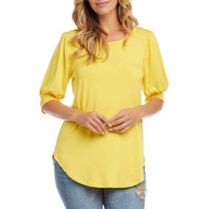 Karen Kane Women's Shirred Sleeve Shirttail Shirt 
