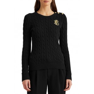 Lauren Ralph Lauren Button-Trim Cable-Knit Sweater 