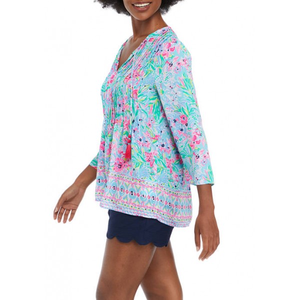 Lilly Pulitzer® Women's 3/4 Flare Sleeve Printed Split Neck Tunic
