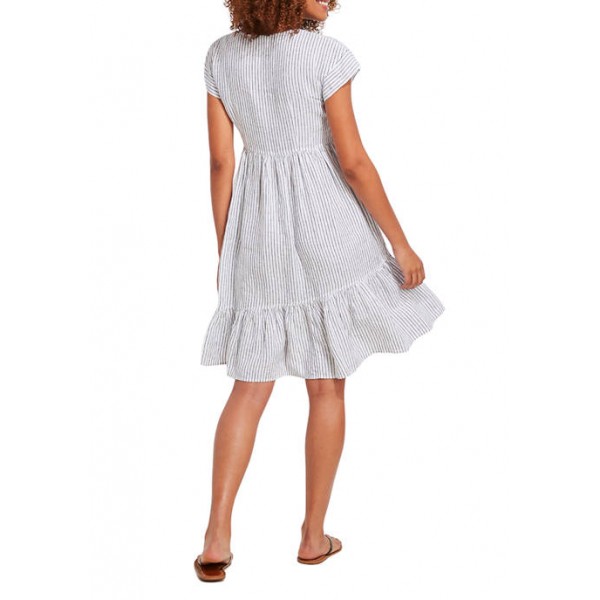 Vineyard Vines Women's Jet Stripe Tiered Linen Dress