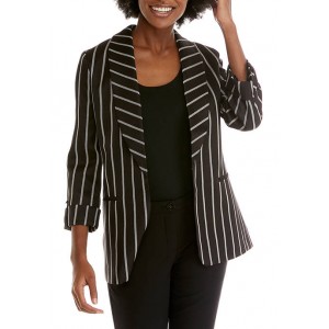 Kasper Women's Herringbone Stripe Shawl Collar Jacket