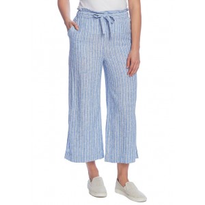 Vince Camuto Women's Wide Slit Linen Stripe Pants