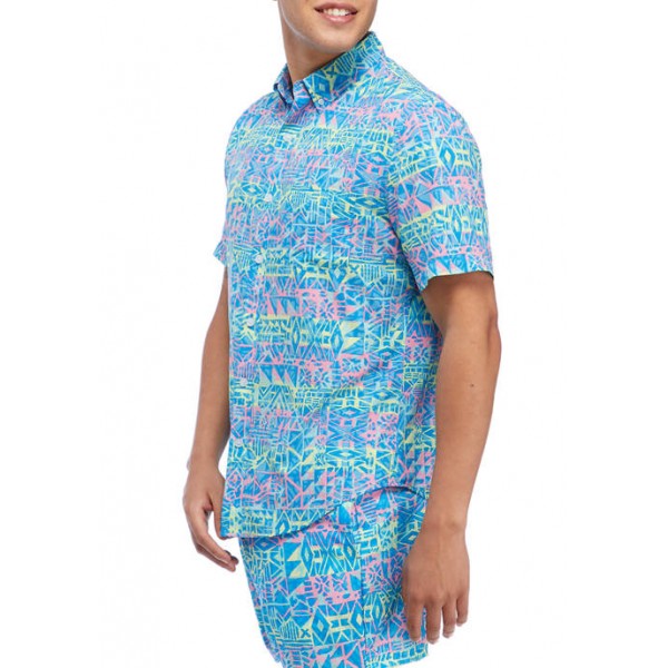 Cabana by Crown & Ivy™ Short Sleeve Neon Tribal Woven Shirt