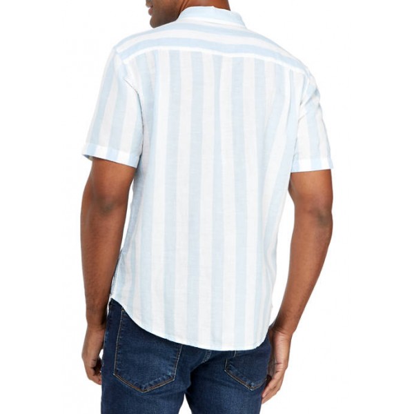 Crown & Ivy™ Short Sleeve Striped Linen Woven Shirt