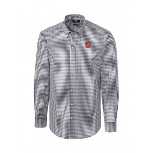 Cutter & Buck Big & Tall NCAA NC State Wolfpack Long Sleeve Stretch Gingham Button Down 