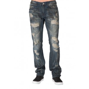 LEVEL7 Slim Straight Premium Paint Brushed Denim Jeans