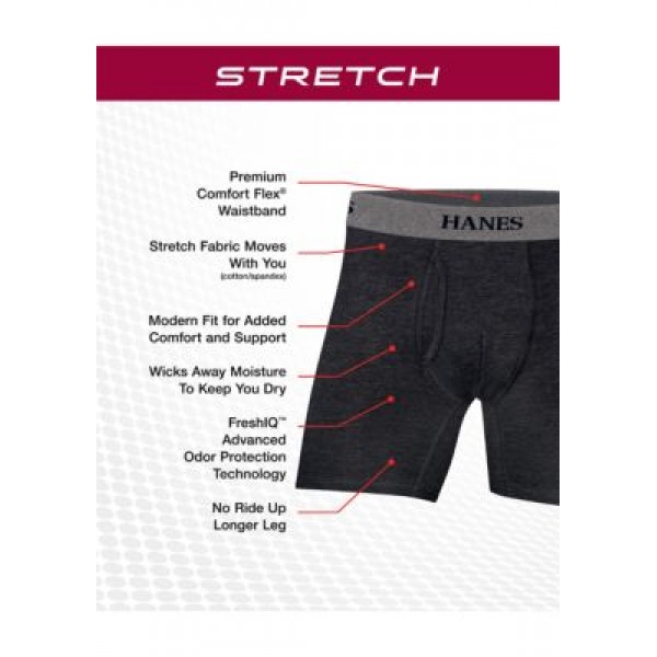 Hanes® Platinum Stretch Longer Leg Tagless® Boxer Briefs 4 Pack