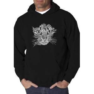LA Pop Art Word Art Graphic Hooded Sweatshirt - Cat Face 