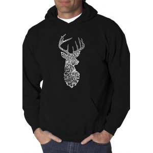 LA Pop Art Word Art Graphic Hooded Sweatshirt - Types of Deer 