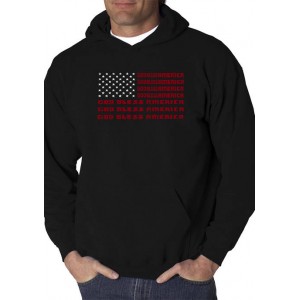 LA Pop Art Word Art Hooded Graphic Sweatshirt - God Bless America 