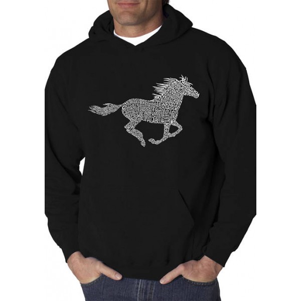 LA Pop Art Word Art Hooded Graphic Sweatshirt - Horse Breeds