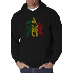 LA Pop Art Word Art Hooded Graphic Sweatshirt - Rasta Lion - One Love 