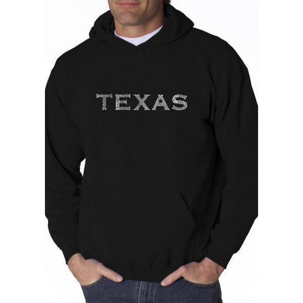 LA Pop Art Word Art Hooded Graphic Sweatshirt - The Great Cities of Texas