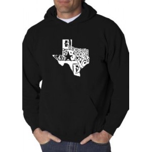 LA Pop Art Word Art Hooded Sweatshirt - Everything is Bigger in Texas 