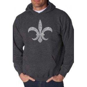 LA Pop Art Word Art Hooded Sweatshirt - Fleur De Lis - Popular Louisiana Cities