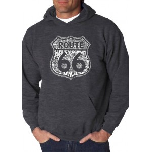 LA Pop Art Word Art Hooded Sweatshirt - Route 66 - Life is a Highway 