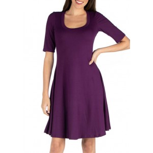 24seven Comfort Apparel Women's A-Line Knee Length Dress 