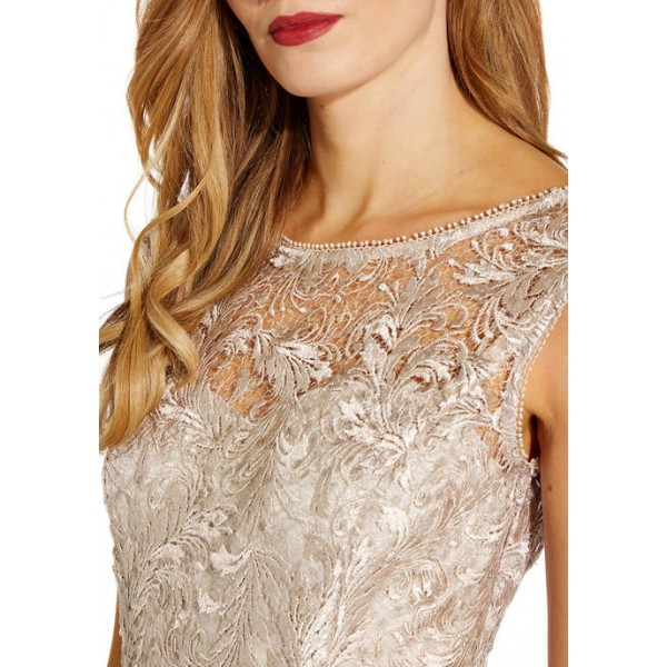 Adrianna Papell Women's Sleeveless Sequin Embroidered Fit and Flare Dress