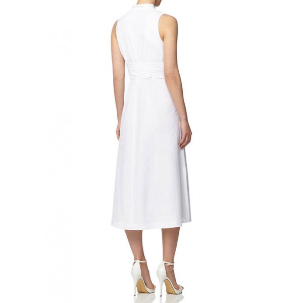 Anne Klein Women's Linen Midi Dress with Attached Sash