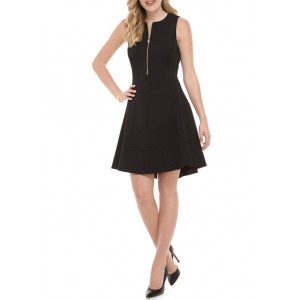 Donna Karan Women's Sleeveless Front Zip A Line Dress 