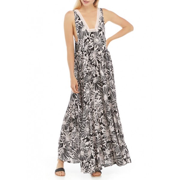 Free People Sleeveless Floral Tiered Maxi Dress