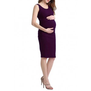 Kimi & Kai Maternity Delia Ruched Midi Dress 