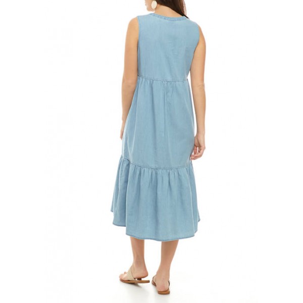New Directions® Women's Button Tiered Maxi Dress
