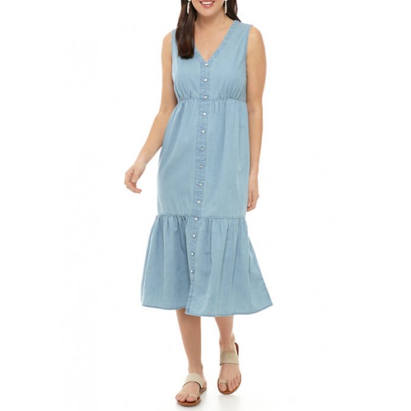 New Directions® Women's Button Tiered Maxi Dress