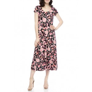 Ronni Nicole Women's Short Sleeve Floral Midi Dress 