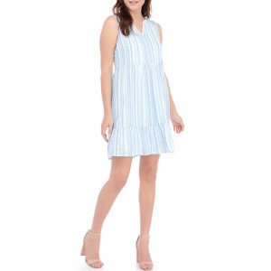Ronni Nicole Women's Sleeveless Tiered Stripe Babydoll Dress 