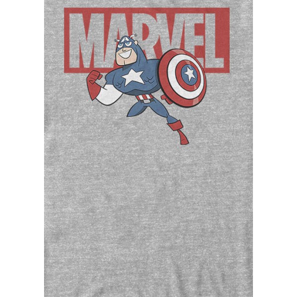 Captain America Chibi Action Pose Logo Short Sleeve T-Shirt