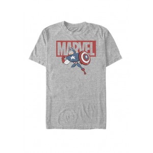 Captain America Chibi Action Pose Logo Short Sleeve T-Shirt 