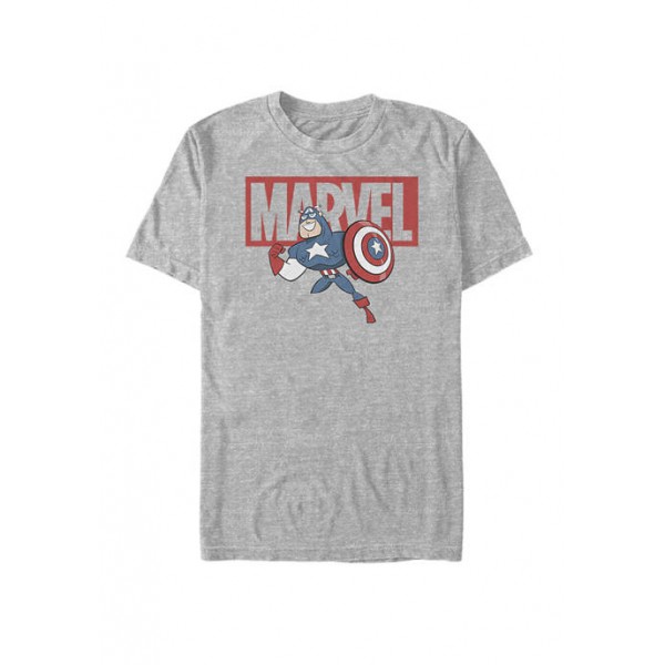 Captain America Chibi Action Pose Logo Short Sleeve T-Shirt