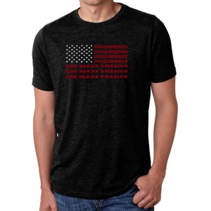 LA Pop Art Premium Blend Word Art Graphic T-Shirt - God Bless America 