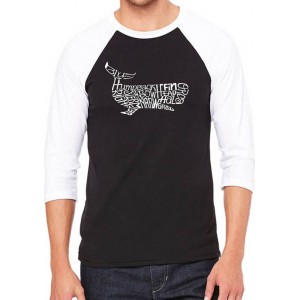 LA Pop Art Raglan Baseball Word Art Graphic T-Shirt - Humpback Whale 