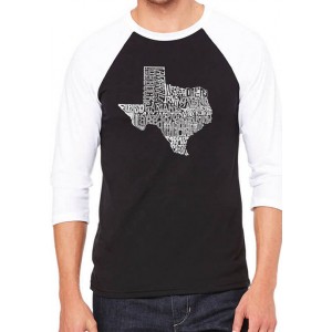 LA Pop Art Raglan Baseball Word Art Graphic T-Shirt - The Great State of Texas 