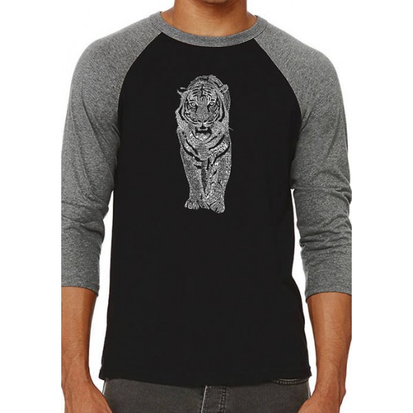LA Pop Art Raglan Baseball Word Art Graphic T-Shirt - Tiger