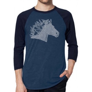 LA Pop Art Raglan Baseball Word Art T-Shirt - Horse Mane 